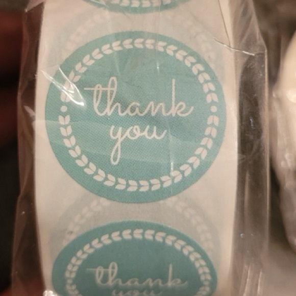Thank You Sticker Labels 500 labels on roll 1 inch round, NWT Tiffany Blue color - Picture 2 of 3